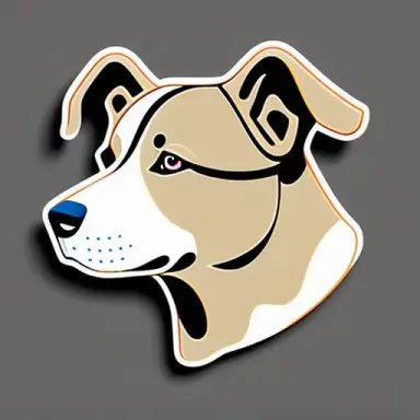 dog, Sticker, Muted Color, Algorithmic art, Contour, Vector, White Background, Detailed