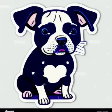 Die cut sticker, Cute kawaii Blue Nose Pitbull sticker, white background, illustration Maximalism, vector, pastel colors