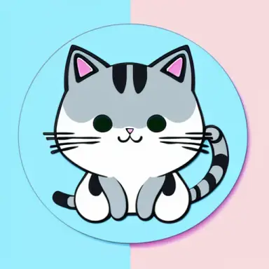 Die cut sticker, Cute kawaii cat character sticker, white background, illustration minimalism, vector, pastel colors