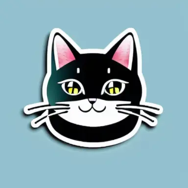 cat character sticker, illustration minimalism, vector, water color