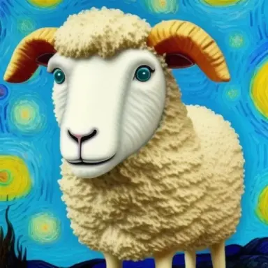 create a sheep with van gogh style