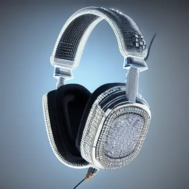 best quality, photorealistic, cool lighting, diamond headphones, 3d render