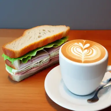 coffee, sandwich