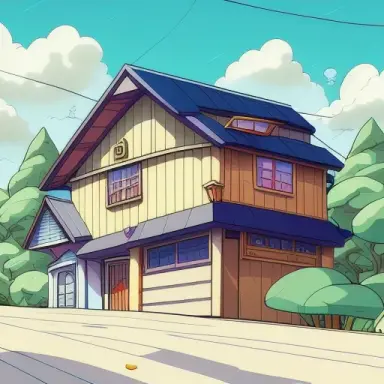 houses, houses background, straight houses, digital art, smooth, sharp focus, gravity falls style, doraemon style, shinchan styl