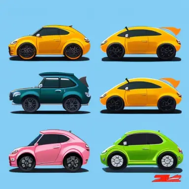 chibi style, 2d, ((side view of the car)), car sheet, the hulk concept designs, HQ, 4K, 8K, cute, funny, centered, detailed, dis
