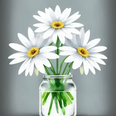 Watercolor white daisy f highly detailed, sharp detail, smooth 4k