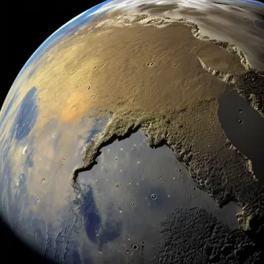 a landscape from the moon with the earth setting on the horizon, realistic, detailed, model hash 82aac931 ,