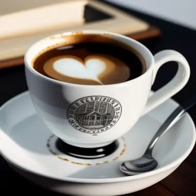 davinci image cup of coffee styled coffee cup black and white full off coffee on table,