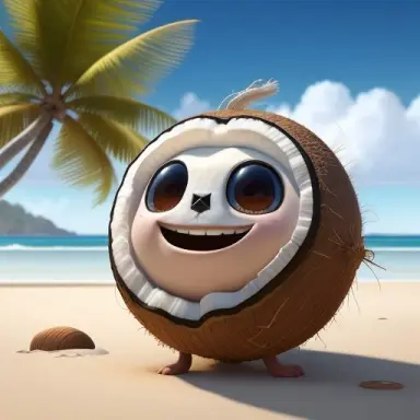 a living human coconut chilling in the beach ,unreal engine, cozy indoor lighting, artstation, detailed, digital painting, cinem
