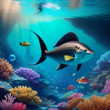 ((black king merman)), underwater kingdom of king newt on background, corals, fish, realism, detail, high quality, hdr, 8k, octa
