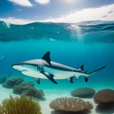 shark swimming in the sea chasing the boy,