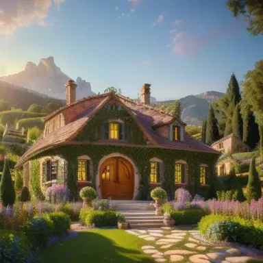 8k resolution, beautiful, (((cozy))), ((Decopunk)), ((Renaissance Revival Estate)), ((Hobbit House)), (((Opulent Garden Manor Li