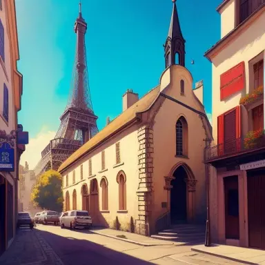 a church in the back of paris of 18th century, digital painting, pixiv, by ilya kuvshinov, katsuhiro otomo ghost in the shell, m