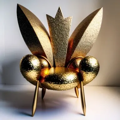sculpture abnormal shape inspired by insects scorpions and spiders deterioration made from bronze and gold with pointy parts and