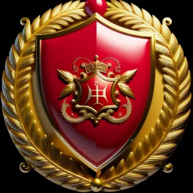 red coat of arms symbolizing an open book girded by eight white feathers digital painting, fantasy epic painting, art by adol