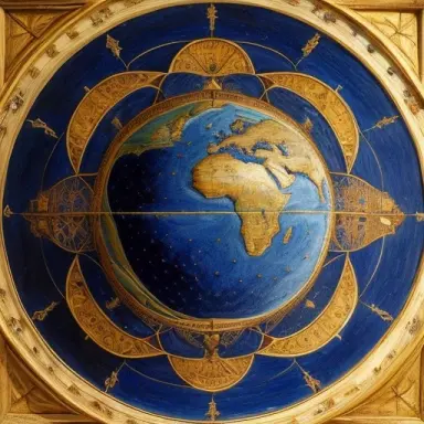 highly detailed flat earth theory realistic painting,(long shot) dark blue sky intricated details 4k by leonardo da vinci