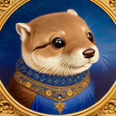 highly detailed masonic otter realistic painting (long shot) dark blue sky intricated details 4k by leonardo da vinci