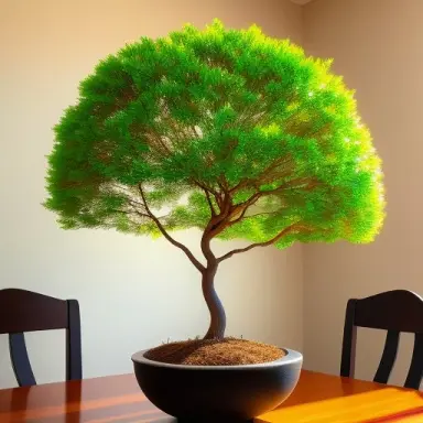 bonzai tree ballete filipino tree, ultra realistic with shadows, with many branches and less leaves, the tree is smaller as cup