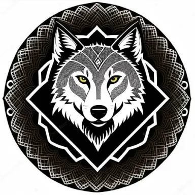 tattoo design, background white, wolf face, black, style cartoon,