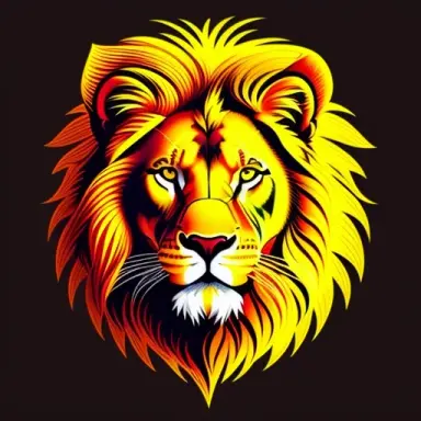 a golden lion, vector art,