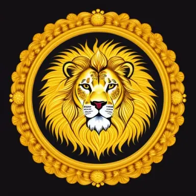 a golden heraldic lion, vector art,