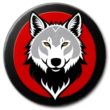 tattoo design, background white, wolf, face red and black, style cartoon,
