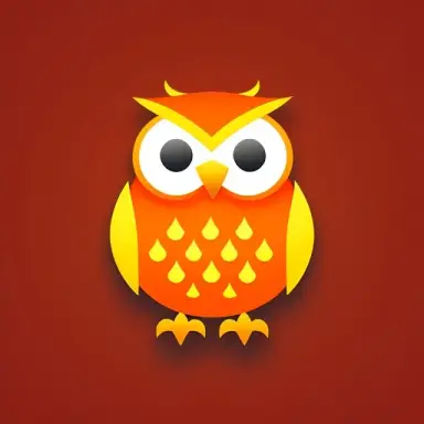 logo, orange owl, clean background, cartoon,