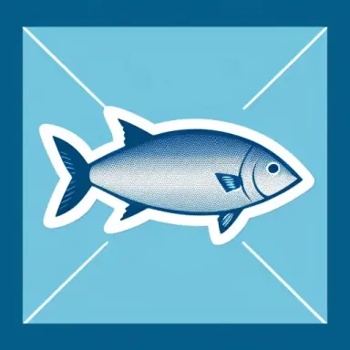 vector graphic logo of fish, simple minimal –no realistic photo details,