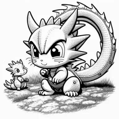 cute and adorable baby dragon , akira toriyama anime style, detailed line art, fine details