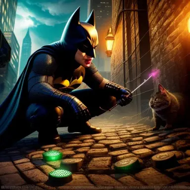 deep beneath the streets of gotham batman confronts the joker in his hideout a derelict underground lair adorned with grotesqu
