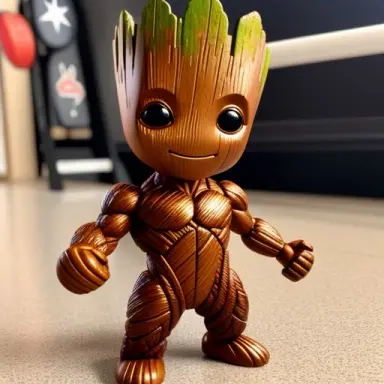 baby groot with muscle bodybuilder