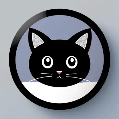 a cat smiling and playing with a black round stone and a white round stone simple flat image with transparent background