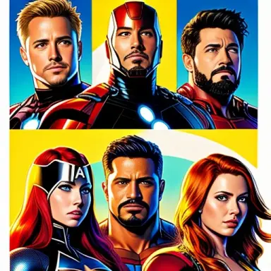 comic book splash page avengers standing together forward facing the hulk iron man without a helmet ant man without a helm