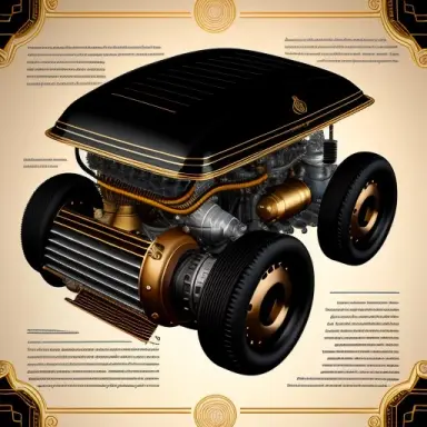 a full page design of car engine black and bronze paper intricate highly detailed epic infographic marginalia –ar 9 16