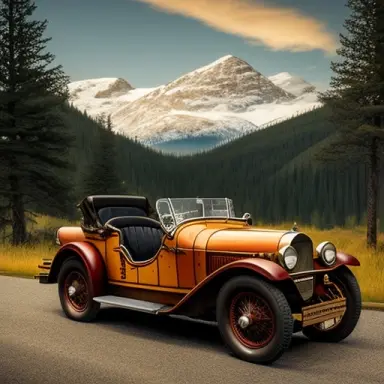 create an illustration of a vehicle that represents the theme of adventure and freedom. incorporate elements of classic and vint