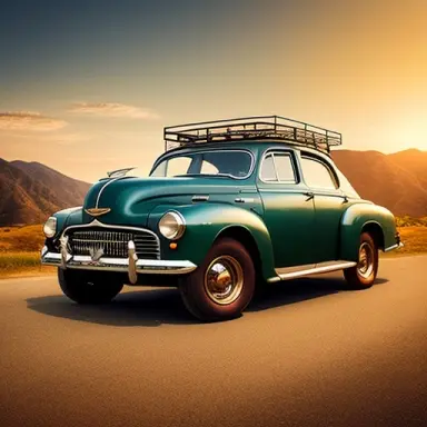 create an illustration of a vehicle that represents the theme of adventure and freedom. incorporate elements of classic and vint