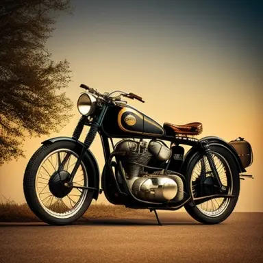 create an image of a vintage motorcycle in a classic style showcasing the beauty of its design. experiment with different light
