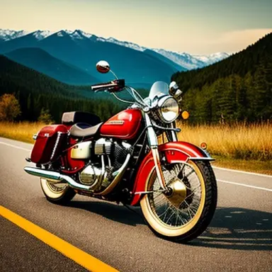 create an image of a vintage motorcycle in a classic style showcasing the beauty of its design. experiment with different light