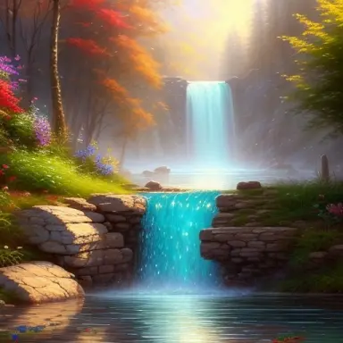 a beautiful painting of water spilling out of a broken pot earth colored clay pot vibrant background by greg rutkowski and th