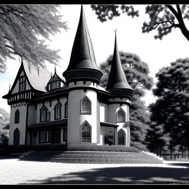 a gothic revival castle in kentaro miura style