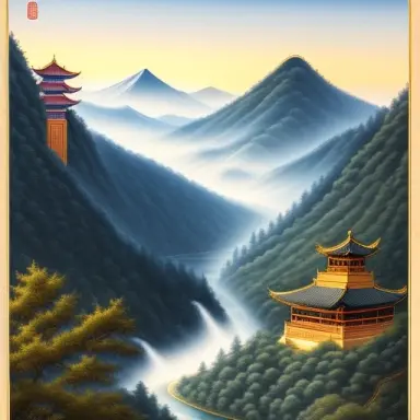 chinese custume tv series drama scene，with some strange demons have lessons on a mountain valley with chinese lookup deck halfwa