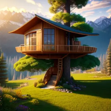 futuristic tree house hyper realistic epic composition cinematic landscape vista photography by carr clifton galen rowell