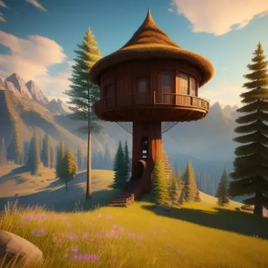 prompt futuristic tree house hyper realistic epic composition cinematic landscape vista photography by carr clifton galen