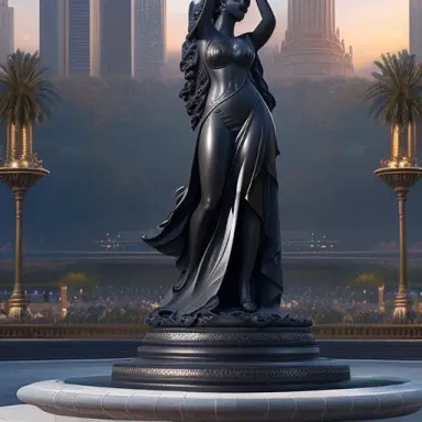 black marble statue. world fair in the background. intricate elegant highly detailed digital painting artstation concept