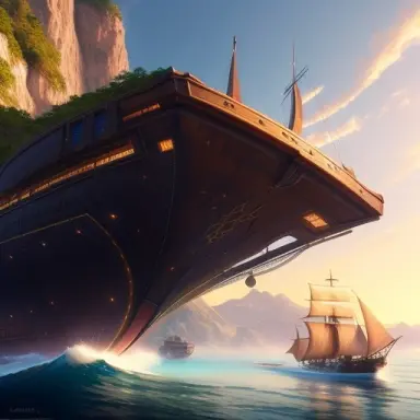 a giant ship near the village made by stanley artgerm lau wlop rossdraws artstation cgsociety concept art cgsociety oct