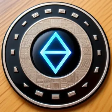 futuristic martian hieroglyphic coin featuring a large futuristic currency symbol in an electronic circuit