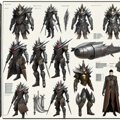 concept art hand drawn with pencil on paper character reference sheetby shiyoon kim 1.4 full body costumes equipment ga