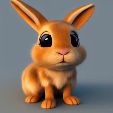cute rabbit,furry,small pupils,disney,antropomorphic,humanize face,3d
