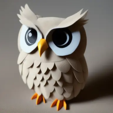 cute toy owl made of suede, geometric accurate, relief on skin, plastic relief surface of body, intricate details, cinematic,