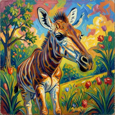 an okapi fauvist painting